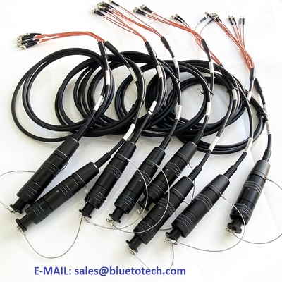 TFOCA به ST 4CH تکه کابل فیبر تاکتیکی ضد آب نظامی TFOCA به ST 4 هسته سیم پیچ فیبر نوری