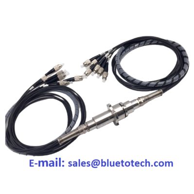 اتصالات چرخشی فیبر نوری حلقه لغزنده فیبر نوری چرخشی 7 فیبر کانکتور FC مدل تک عمر طولانی کابل سیاه